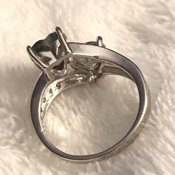 Womens Ring 925 Sterling Silver Sz. 6.25 Faux Mystic Topaz Hearts Cubic Zirconia - Picture 6 of 7